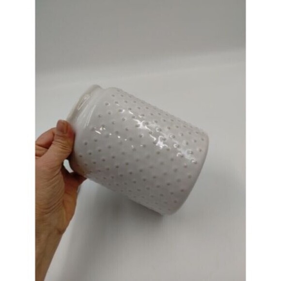 Better Homes & Gardens Earthenware Embossed Swiss Dot Cookie Jar Canister 7" - Picture 6 of 9